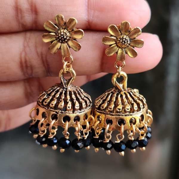 oxidised gold jhumka