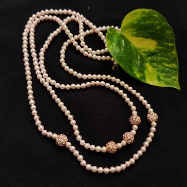 Rose gold pink pearl on sale necklace