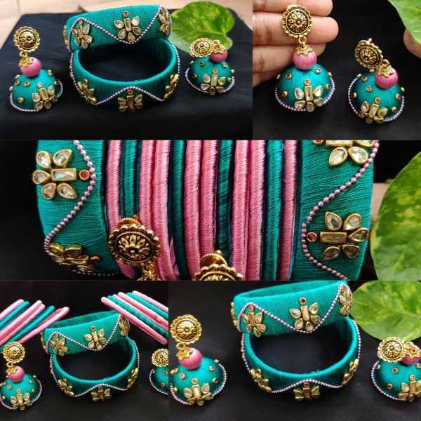 Thread bangles and earrings on sale designs