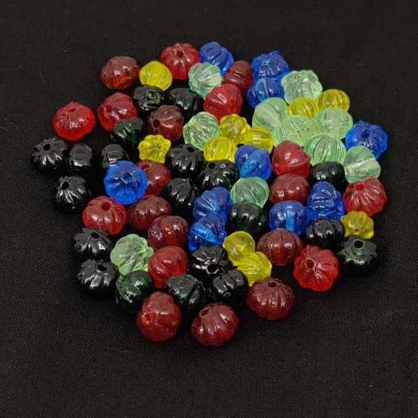 Pumpkin Glass Beads, 6mm And 8mm (Assorted), Pack Of 180 Pcs