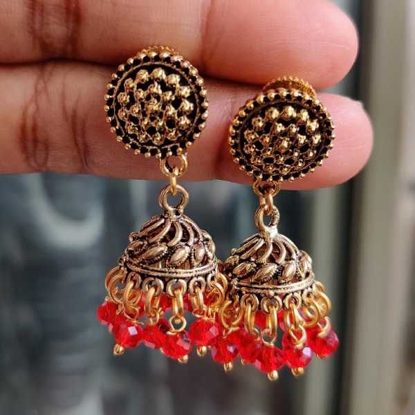 oxidised gold jhumkas