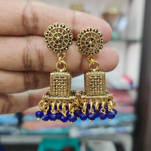 Oxidised on sale gold jhumkas