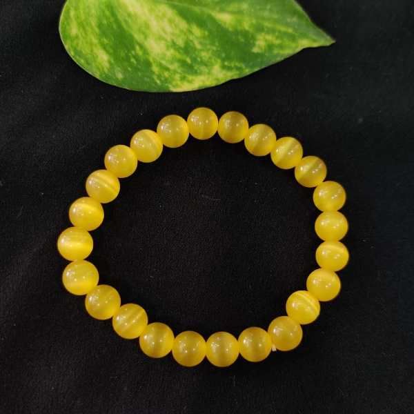 Yellow Onyx Om Mani Padme Hum 8 mm Engraved Beads Bracelet