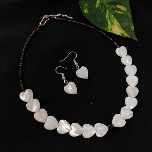 Buy Long Mother of Pearl Bead Necklace With Cat Eye Stone Spacers Online in  India - Etsy