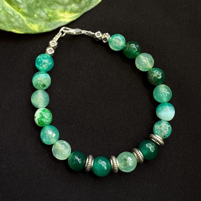 Festive Malachite Beaded Bracelet | Sterling Silver Jewelry | Green  Gemstones