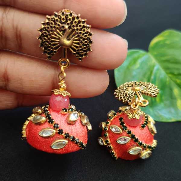 Silk jhumka hot sale