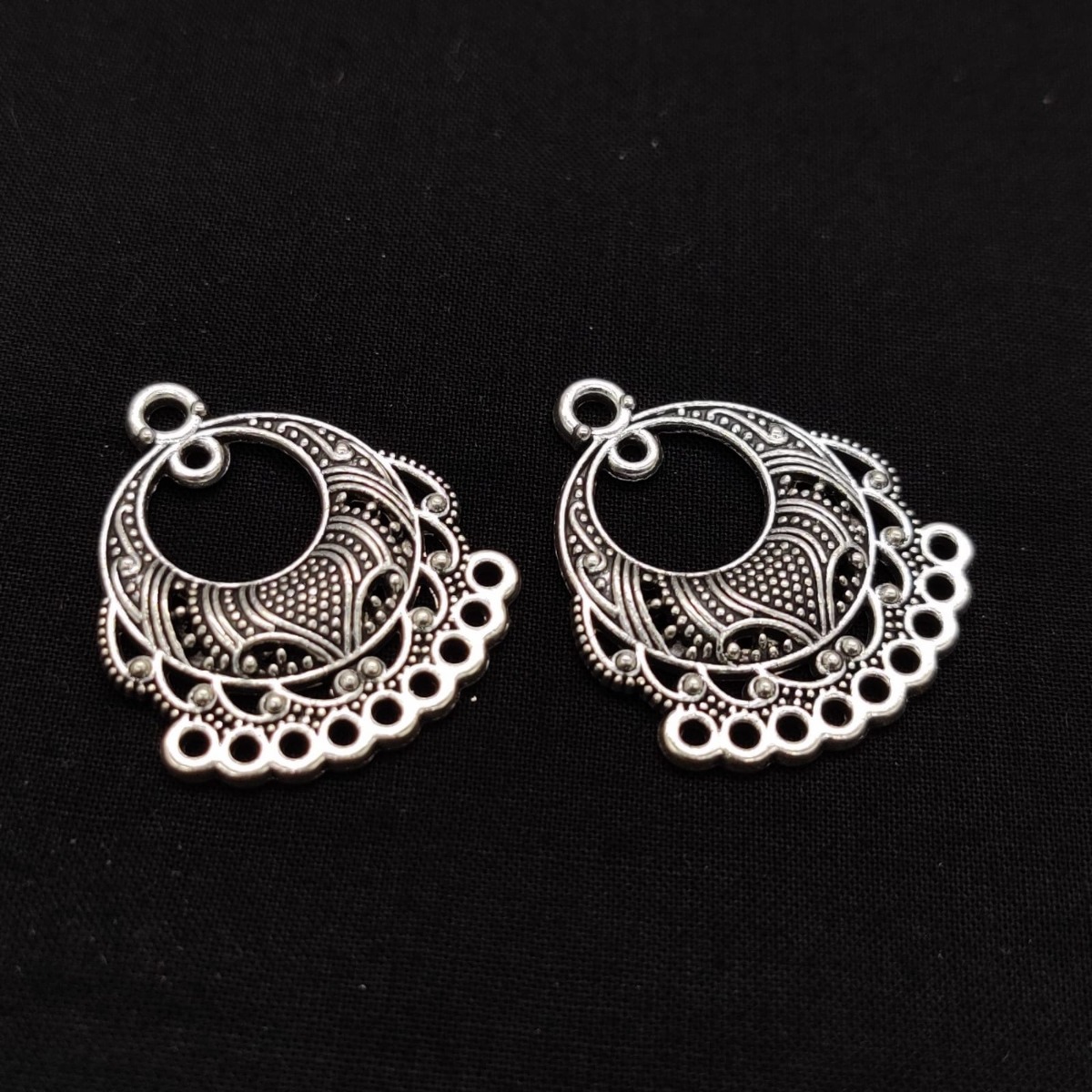 Earring Connector, Antique silver, Bali, Pack Of 5 Pairs