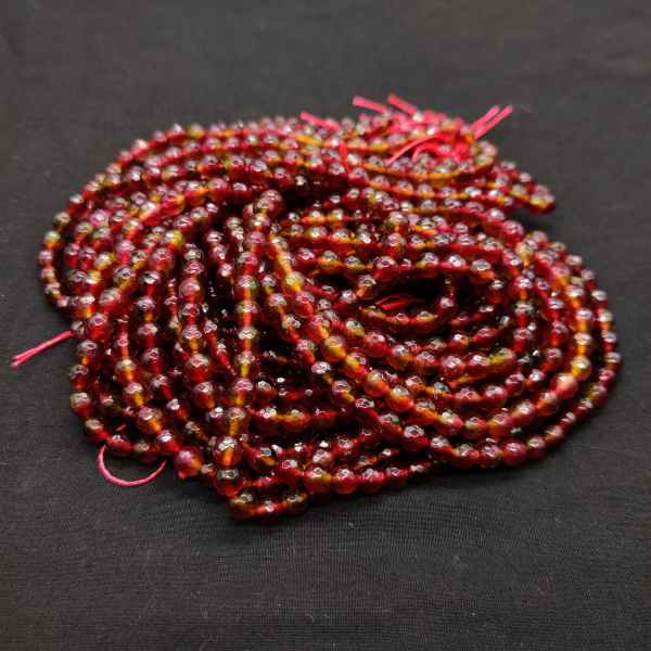 Glass Beads, 6mm, Round, Pack Of 50 Gms, Red