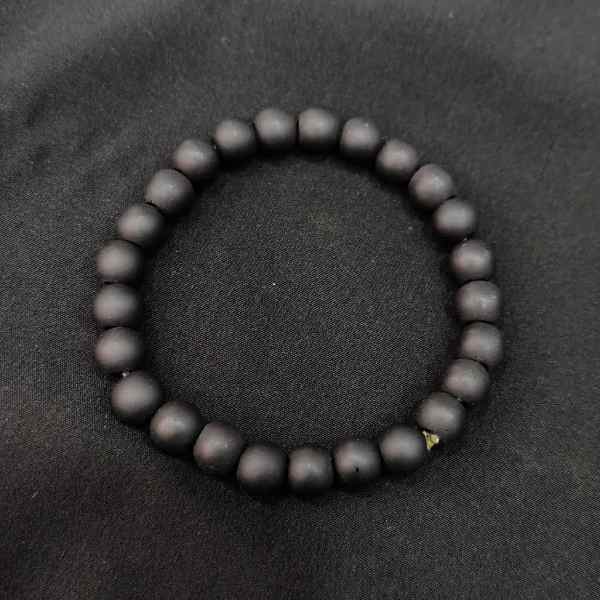 Recycled African Glass Bracelet with Textured Matte Finish Beads in Greige shops Grey Gray