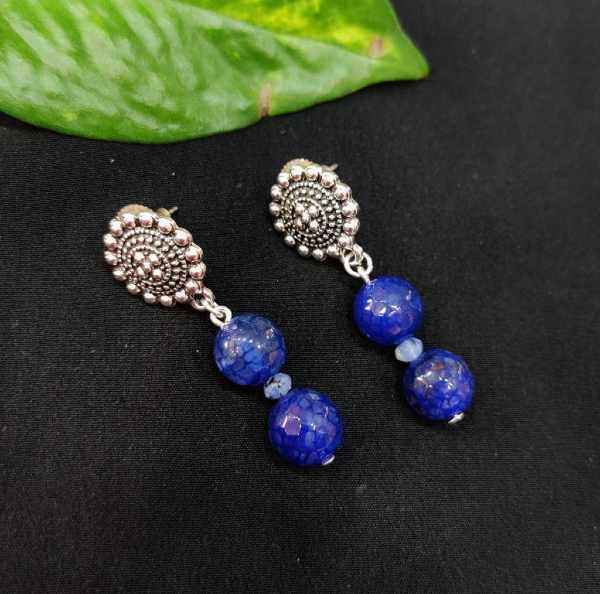 Yellow Chimes Clip On Earrings for Women Blue Crystal Silver Plated