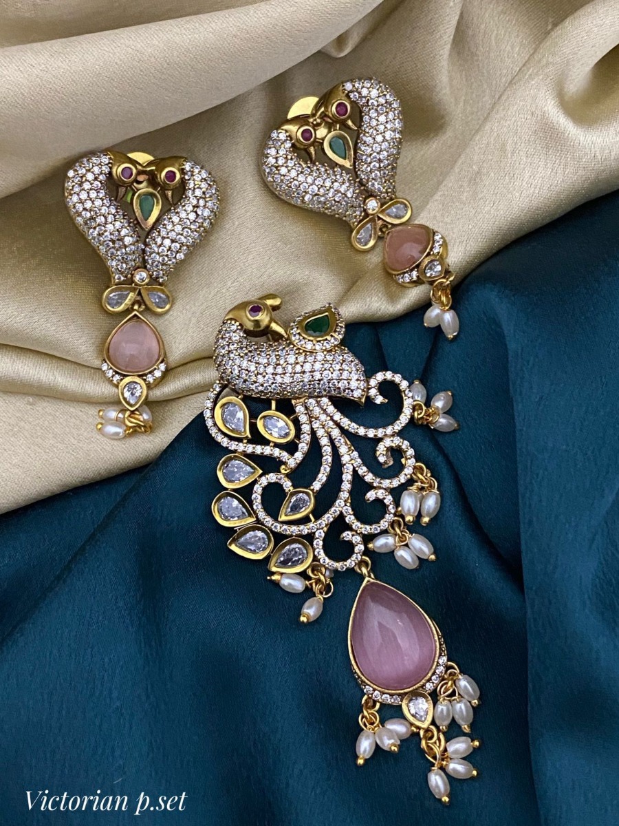 South Indian Victorian Uncut Diamond Gold Necklace Set - Kothari Diamonds  and Jewels